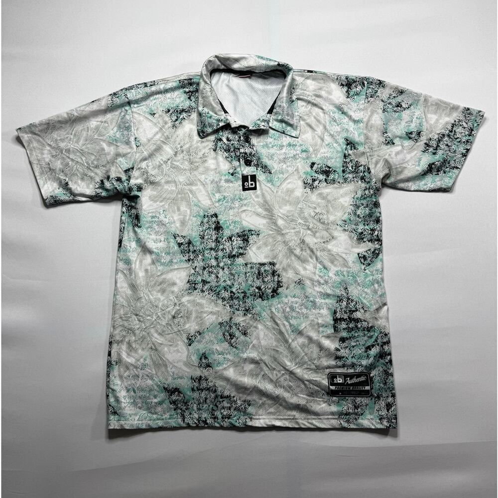 Out of Bounds Men's Short Sleeve White Floral Print Golf Polo Shirt - Size S